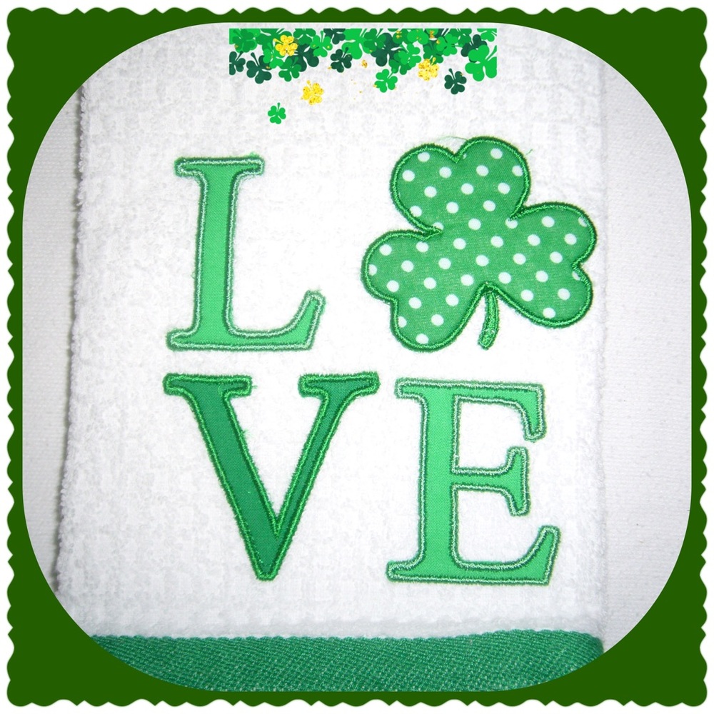 SOLD Patricks Day Embellished Kitchen Towel
